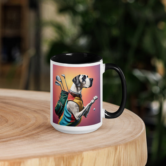 Great Dane Golfer- Mug with Color Inside