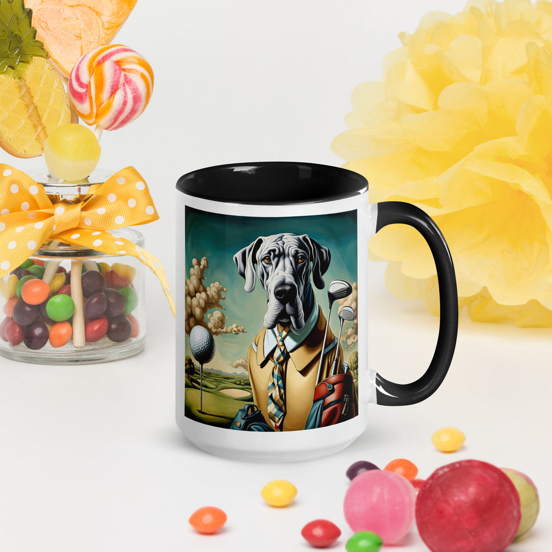 Great Dane Golfer- Mug with Color Inside v2