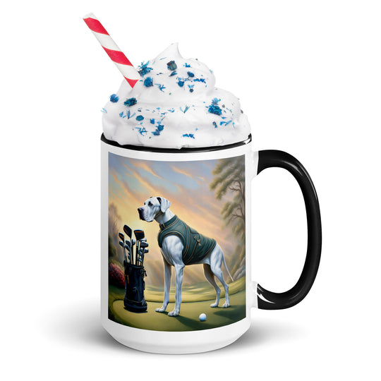 Great Dane Golfer- Mug with Color Inside v3