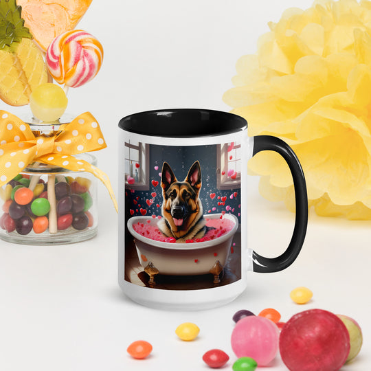 German Shepherd Romantic- Mug with Color Inside v3