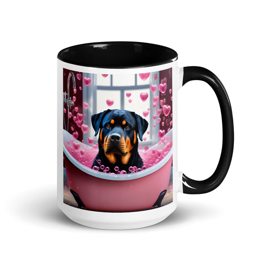 Rottweiler Romantic- Mug with Color Inside v2