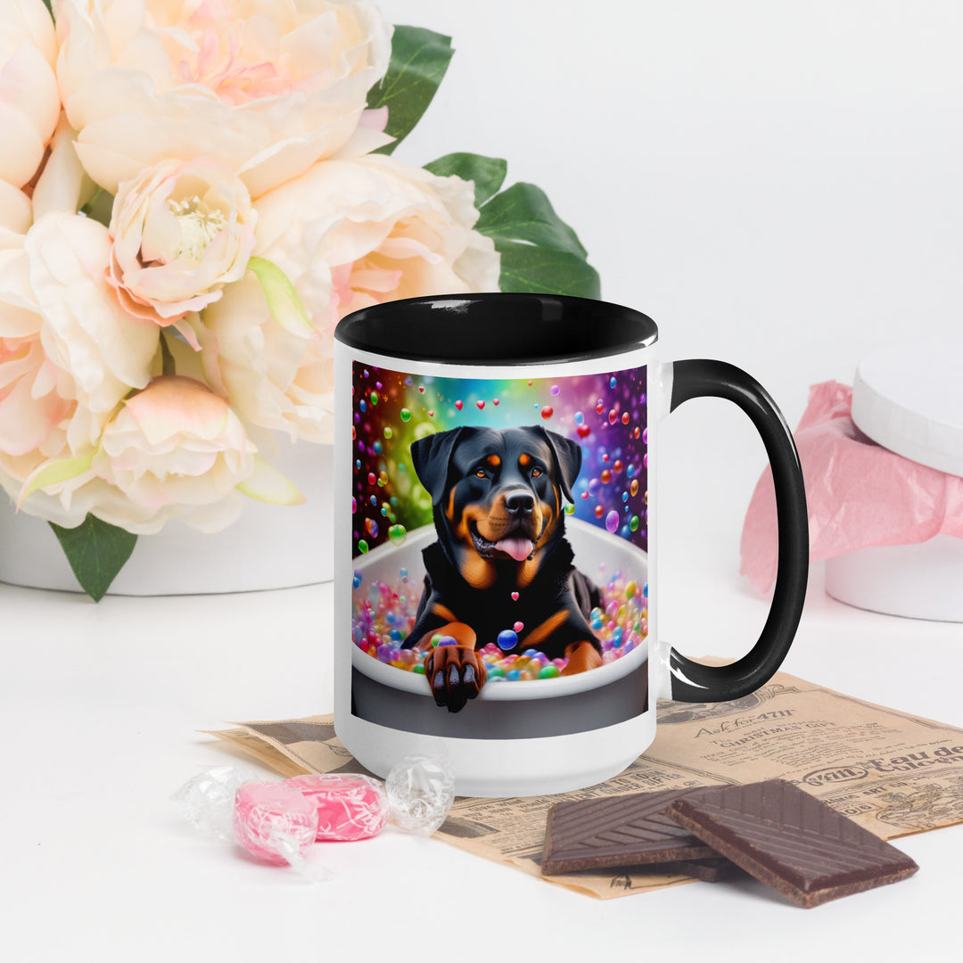 Rottweiler Romantic- Mug with Color Inside v3