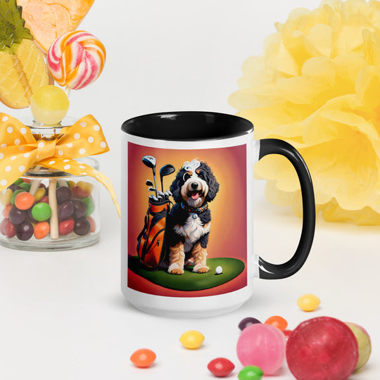 Bernedoodle Golfer- Mug with Color Inside v5