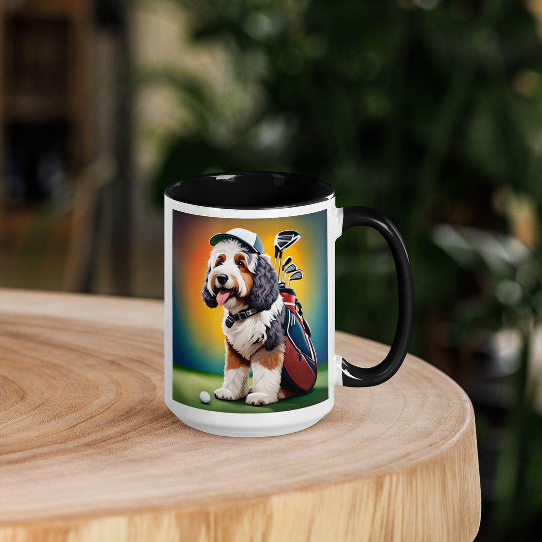 Bernedoodle Golfer- Mug with Color Inside v6