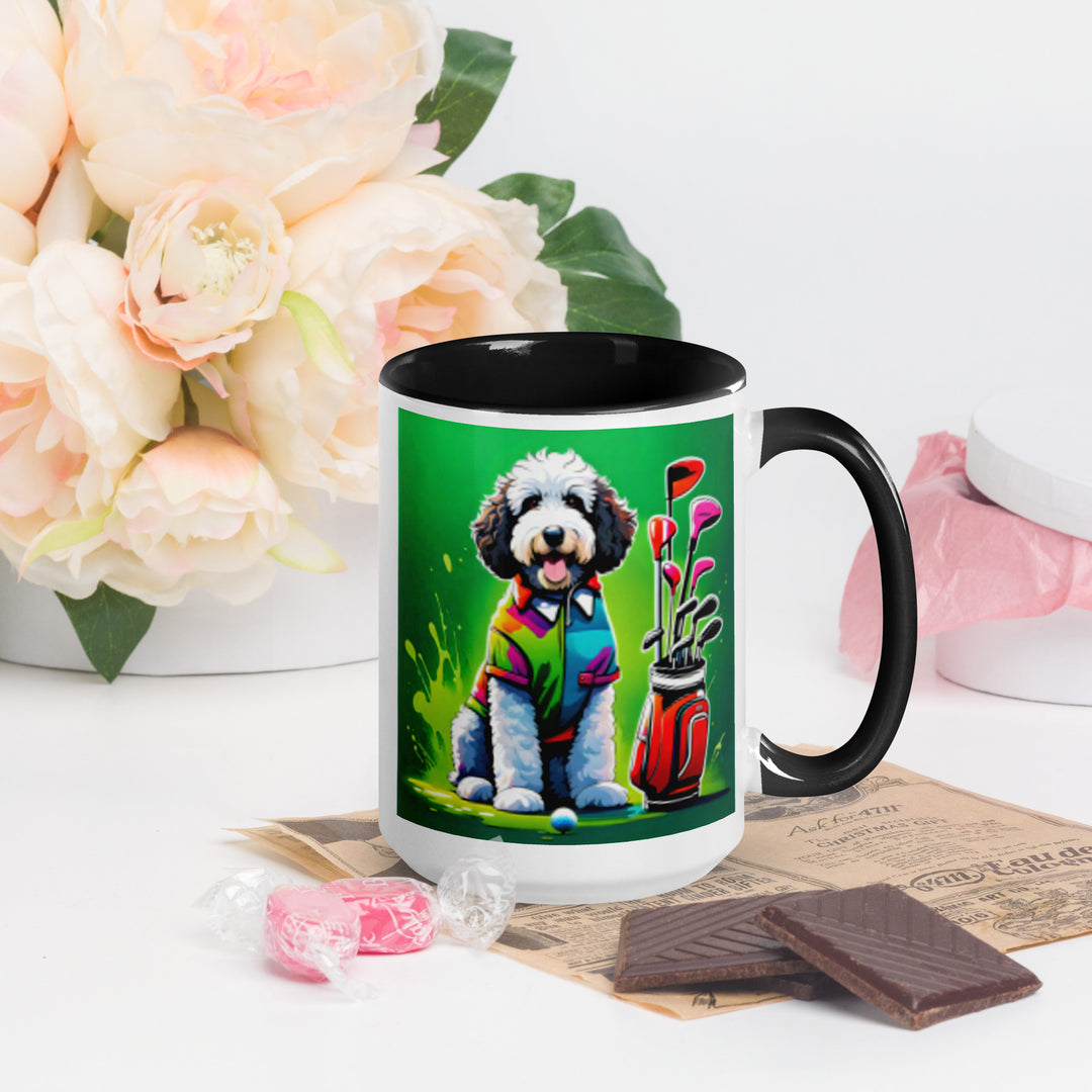 Bernedoodle Golfer- Mug with Color Inside v7