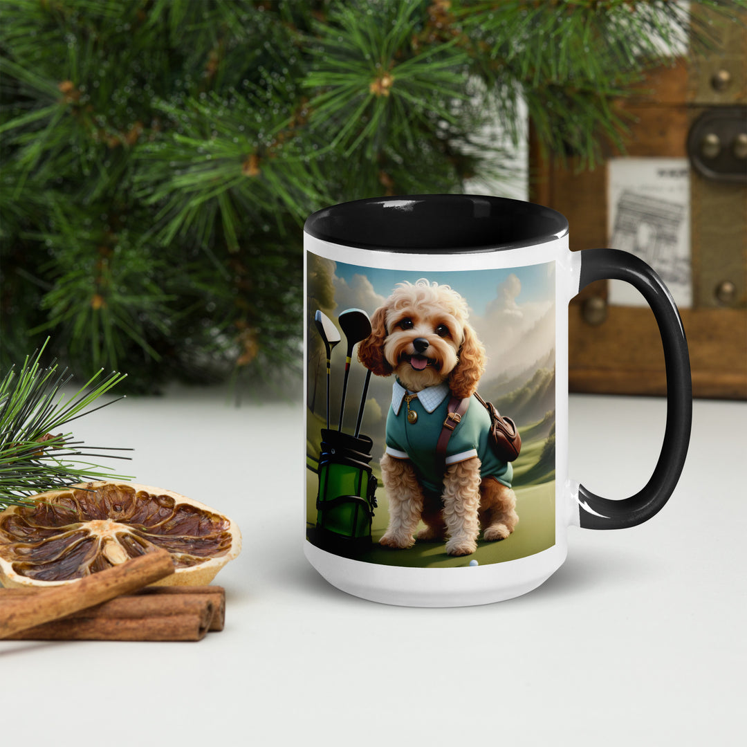 Cavapoo Golfer- Mug with Color Inside