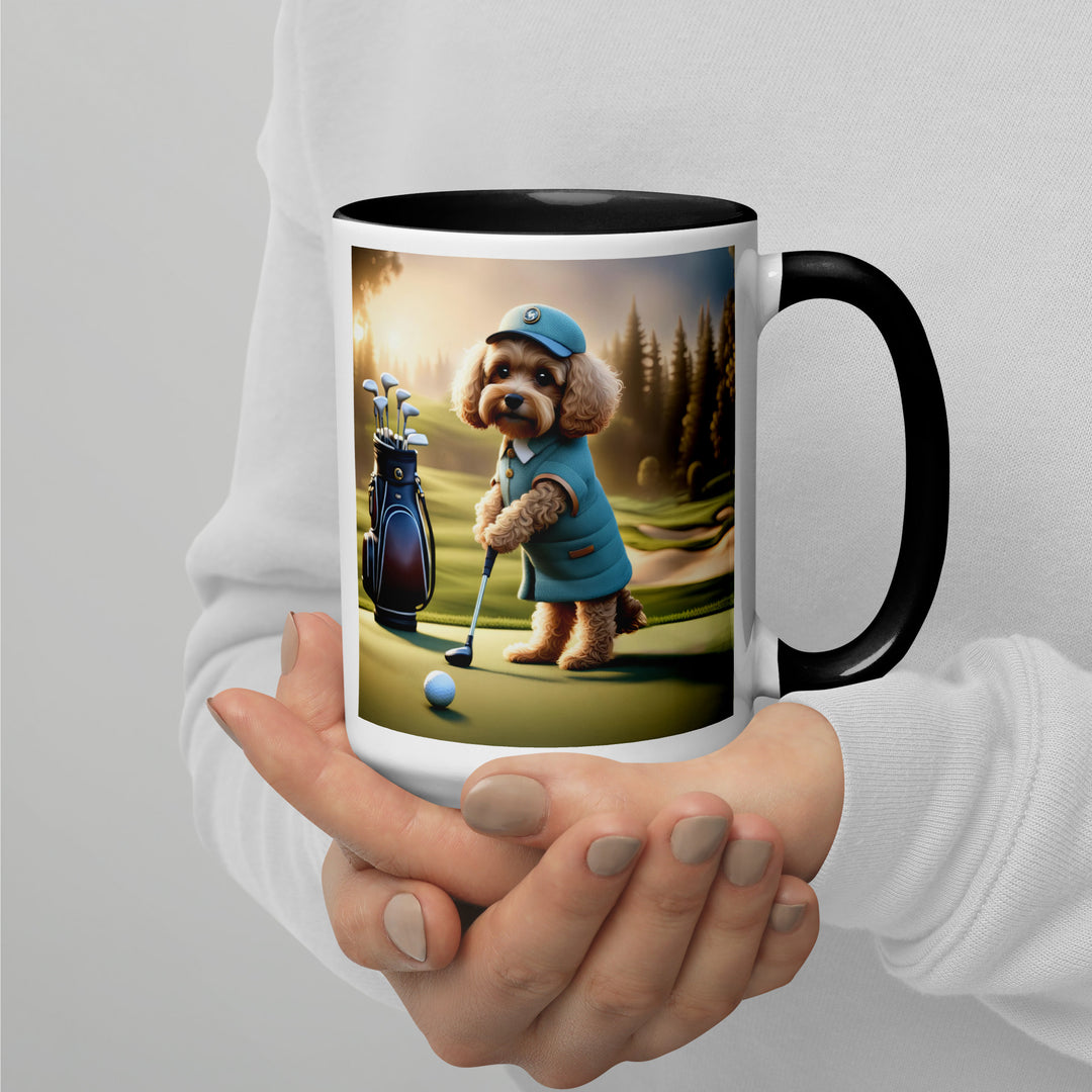 Cavapoo Golfer- Mug with Color Inside v5