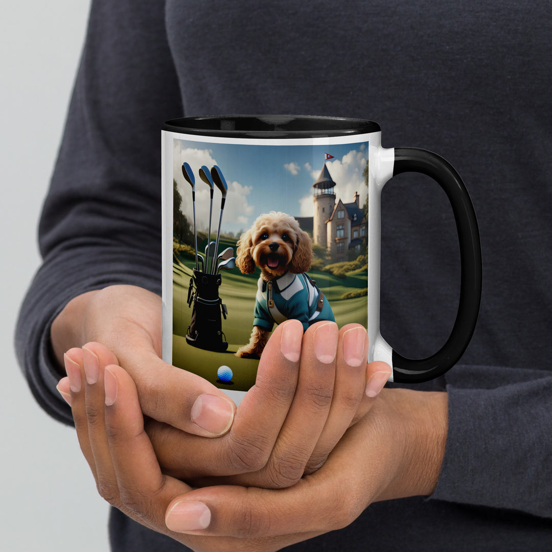 Cavapoo Golfer- Mug with Color Inside v6