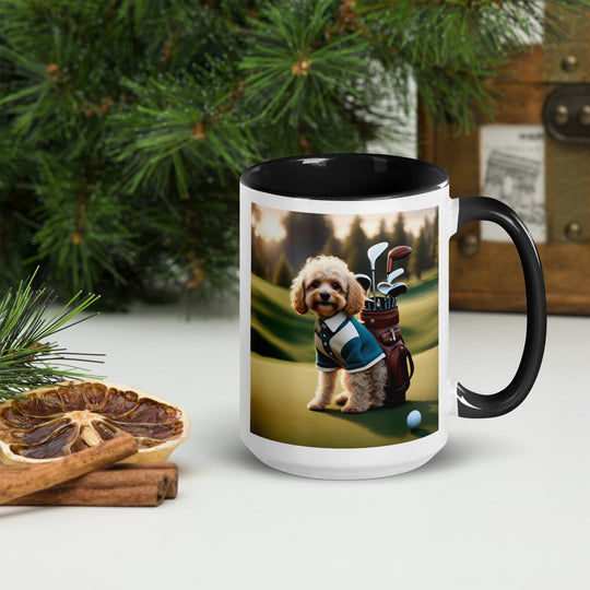 Cavapoo Golfer- Mug with Color Inside v8