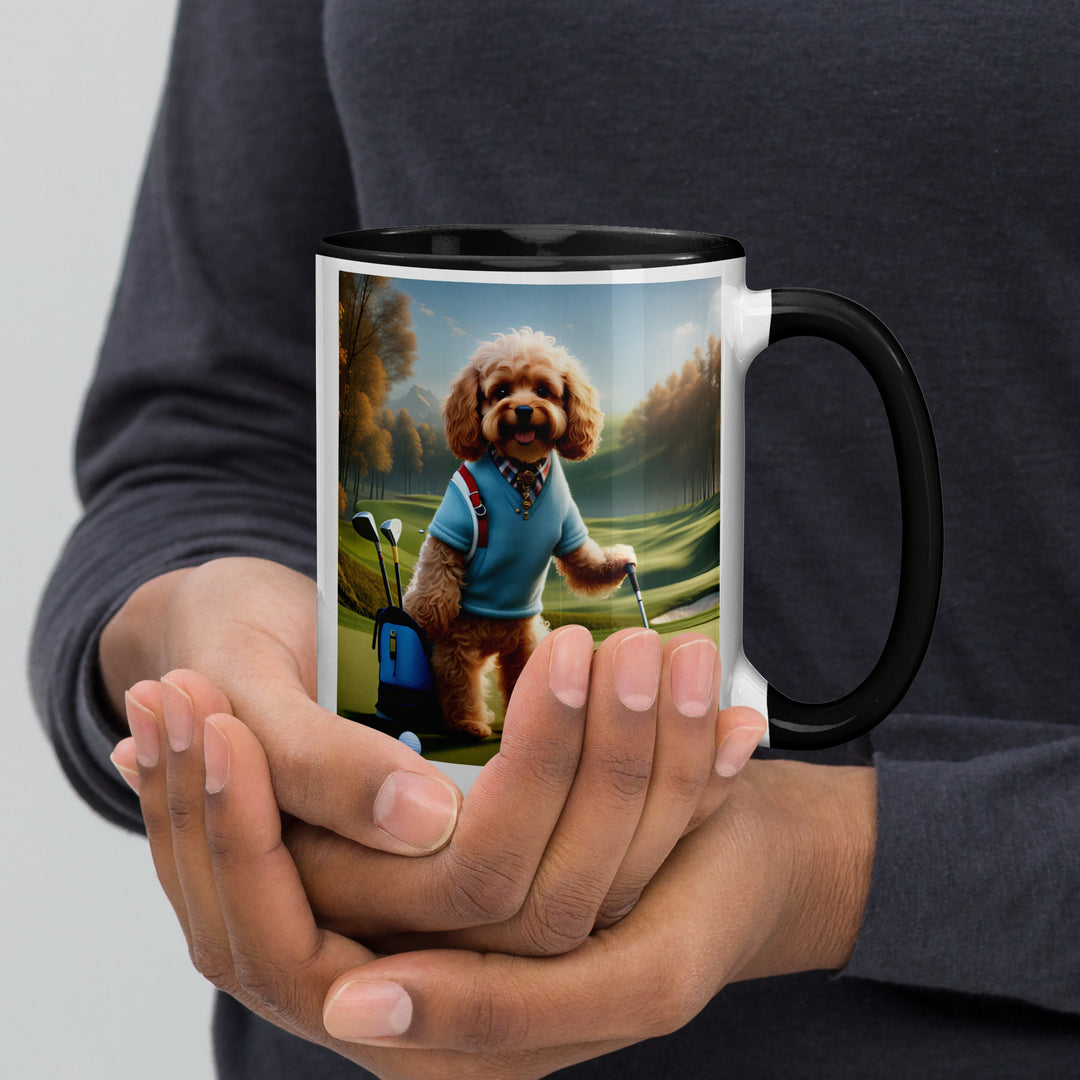 Cavapoo Golfer- Mug with Color Inside v7