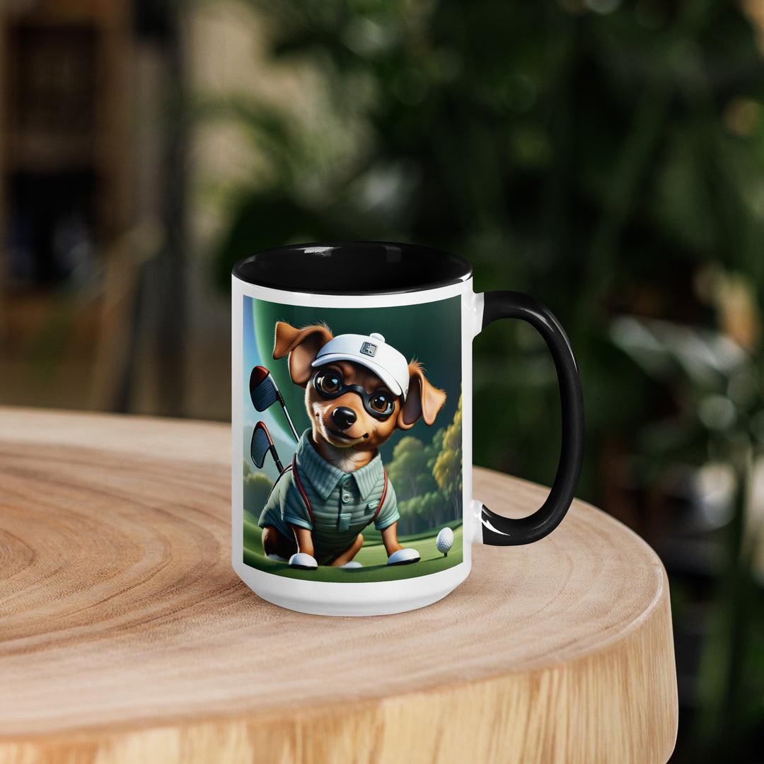 Chiweenie Golfer- Mug with Color Inside v4