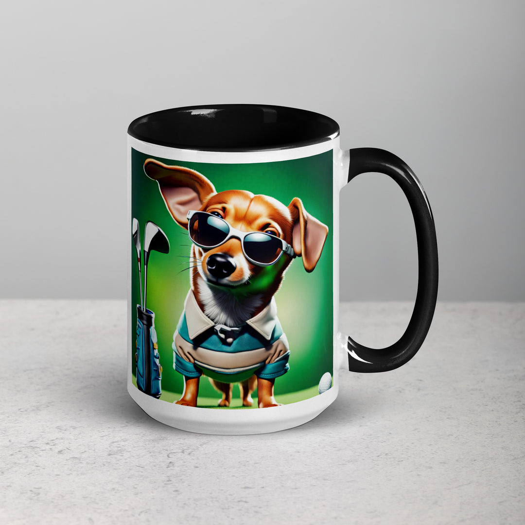 Chiweenie Golfer- Mug with Color Inside v6