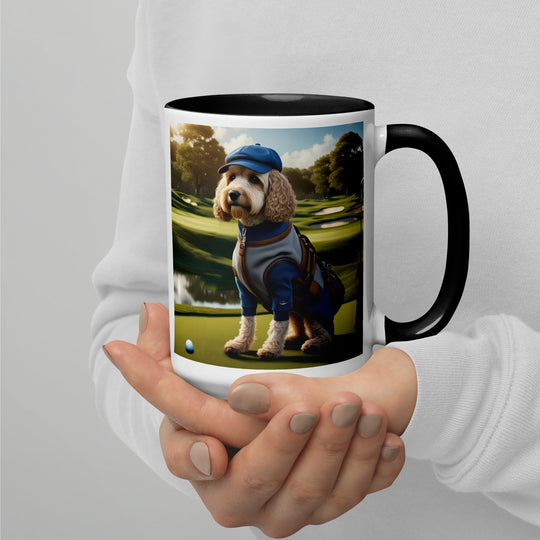 Cockapoo Golfer- Mug with Color Inside v9