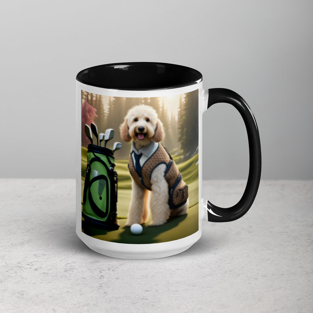 Goldendoodle Golfer- Mug with Color Inside v2