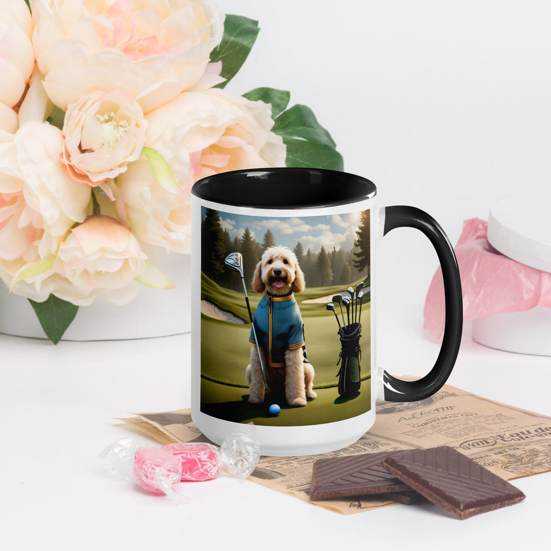 Goldendoodle Golfer- Mug with Color Inside v3