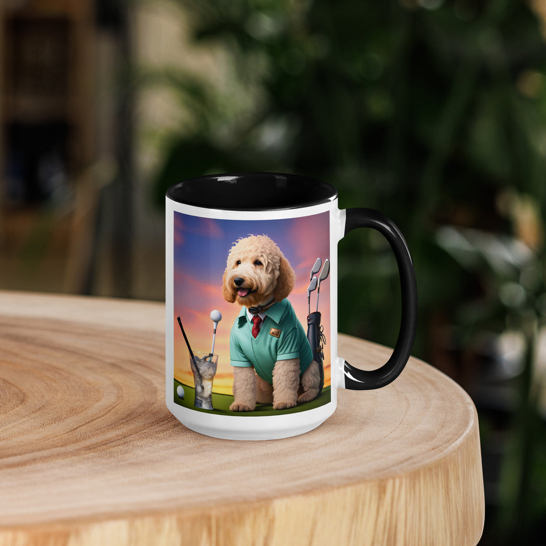 Goldendoodle Golfer- Mug with Color Inside v5