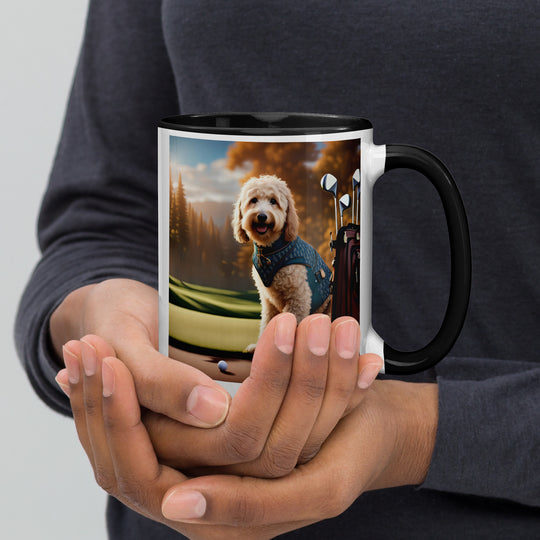 Goldendoodle Golfer- Mug with Color Inside v4