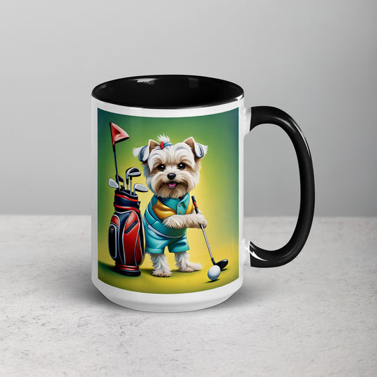 Morkie Golfer- Mug with Color Inside v4