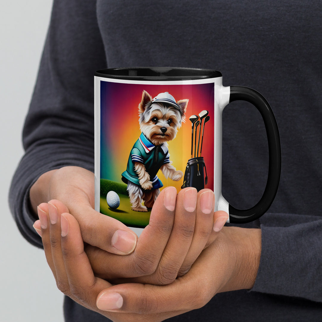 Morkie Golfer- Mug with Color Inside v5