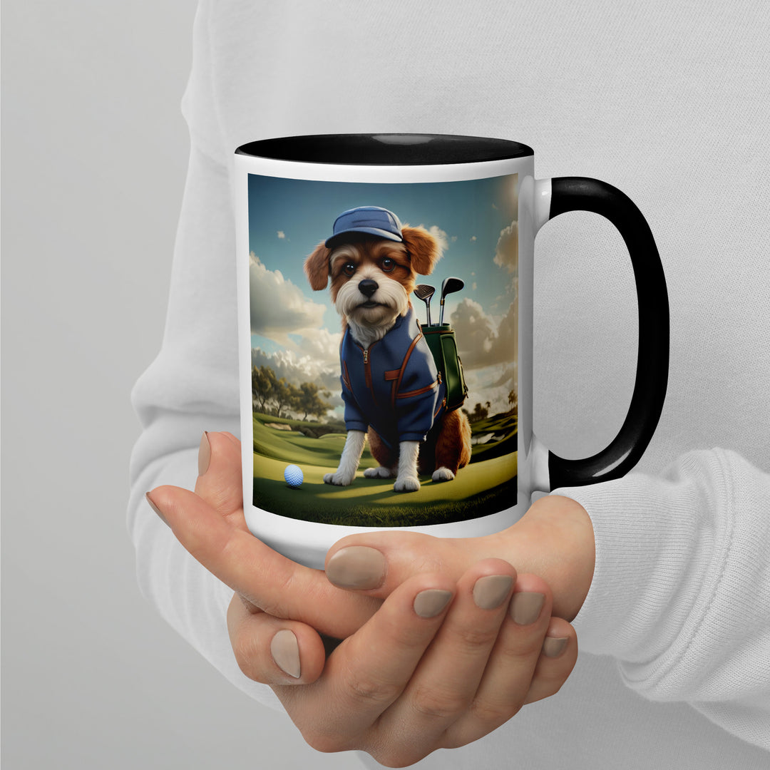 Pekapoo Golfer- Mug with Color Inside v10