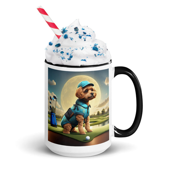 Pekapoo Golfer- Mug with Color Inside v9