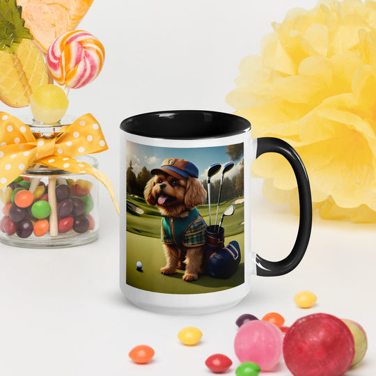 Pekapoo Golfer- Mug with Color Inside v12