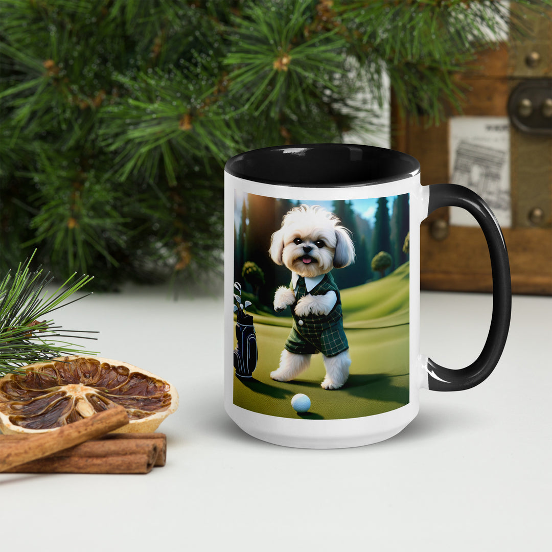 Shih-Poo Golfer- Mug with Color Inside v3