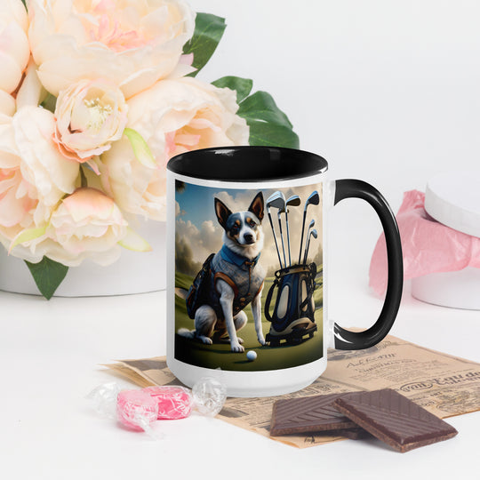 Texas Heeler Golfer- Mug with Color Inside v4