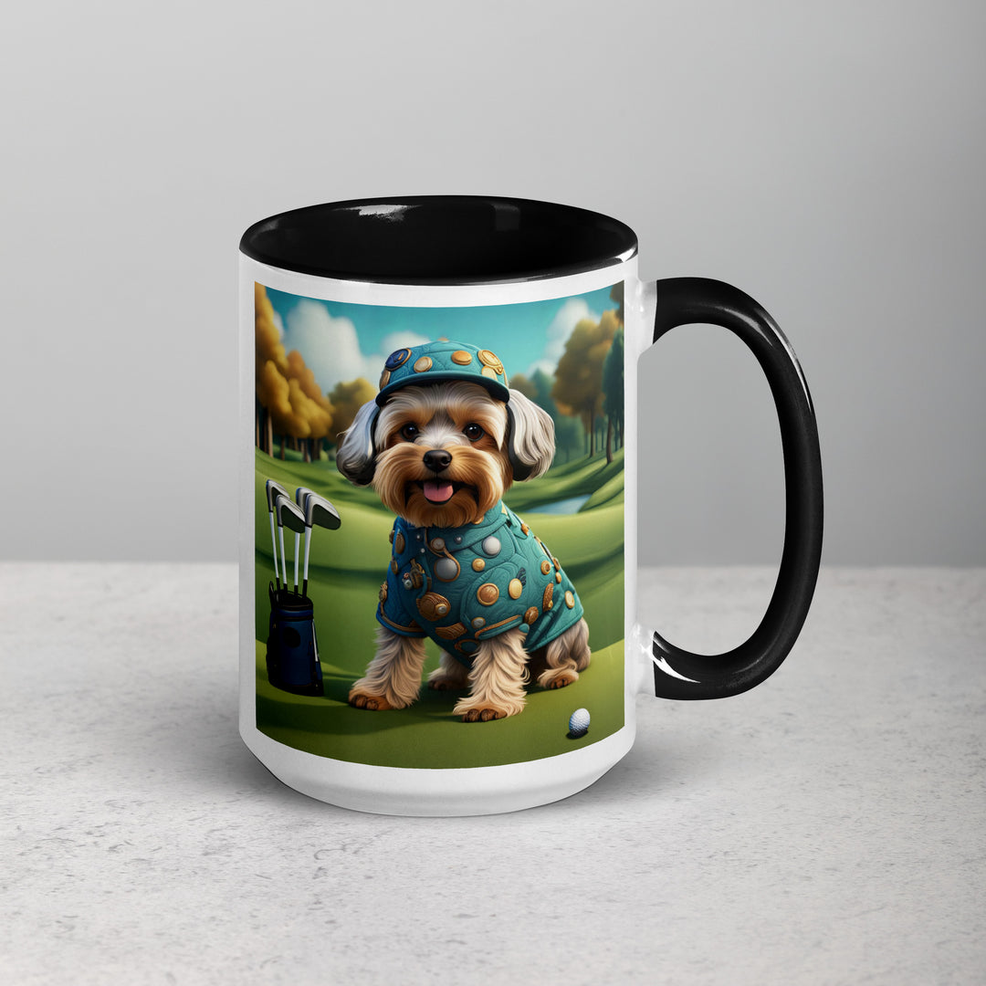 Yorkipoo Golfer- Mug with Color Inside v3