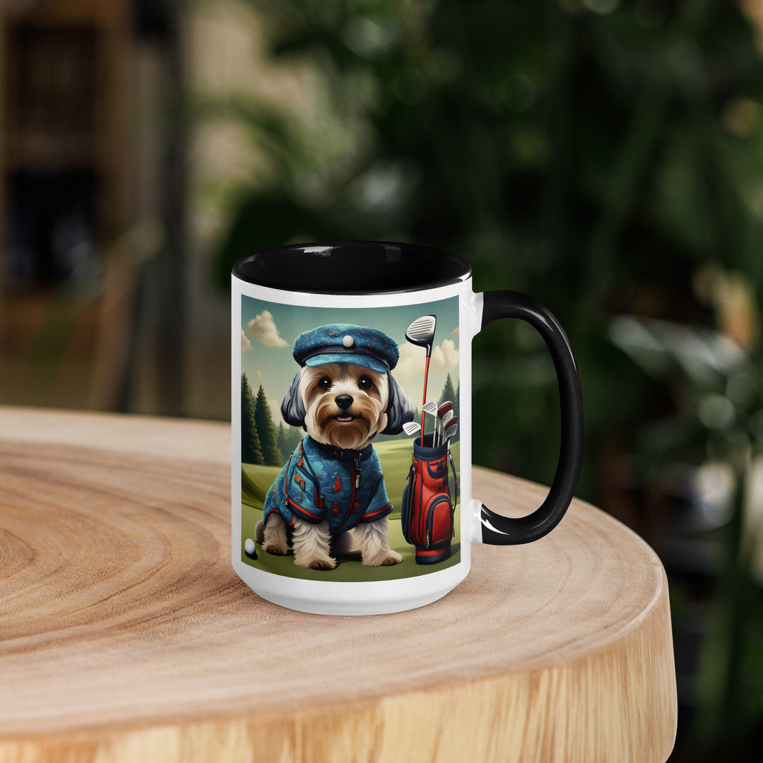 Yorkipoo Golfer- Mug with Color Inside v4