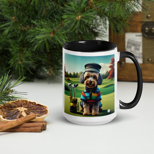 Yorkipoo Golfer- Mug with Color Inside v5