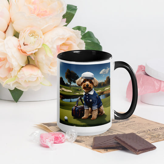 Yorkipoo Golfer- Mug with Color Inside v6