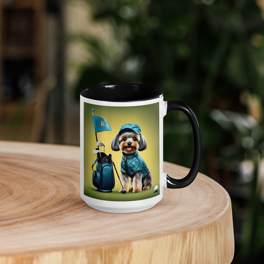 Yorkipoo Golfer- Mug with Color Inside v7