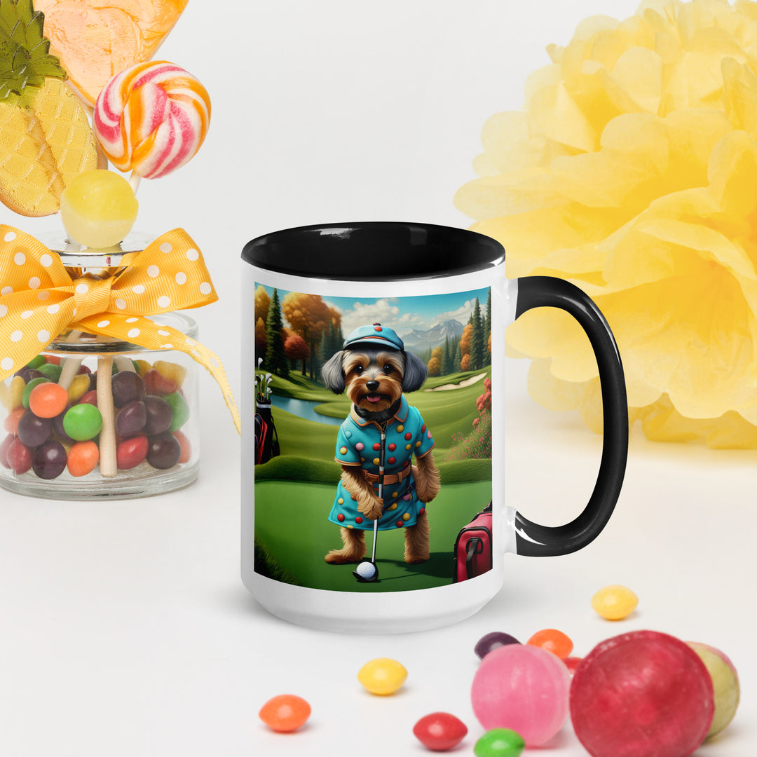 Yorkipoo Golfer- Mug with Color Inside v8