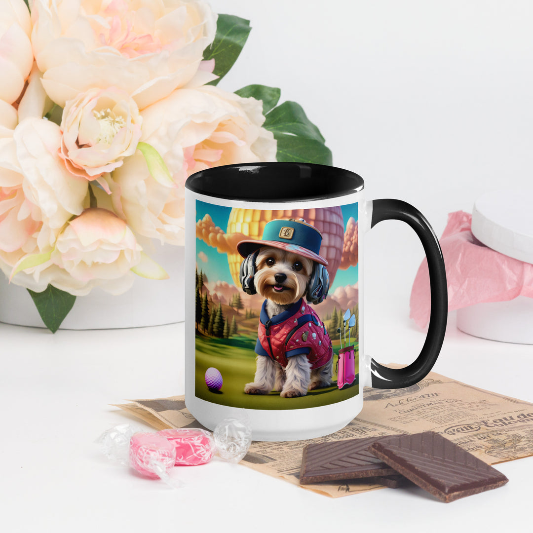 Yorkipoo Golfer- Mug with Color Inside v9