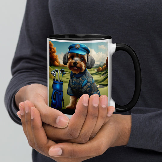 Yorkipoo Golfer- Mug with Color Inside v10