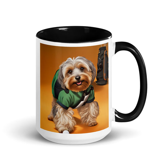 Yorkipoo Golfer- Mug with Color Inside v11