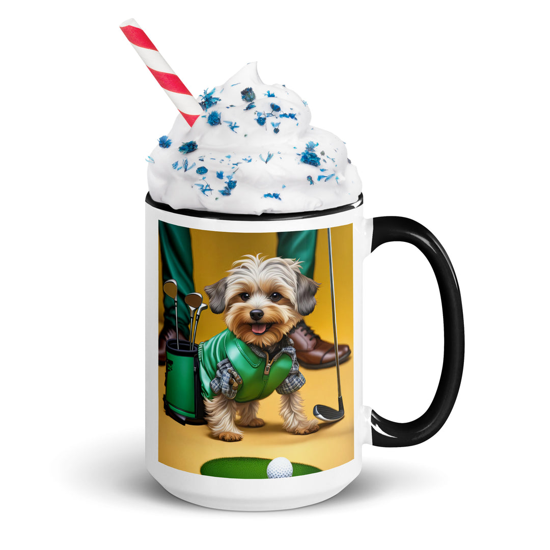 Yorkipoo Golfer- Mug with Color Inside v12