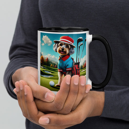 Yorkipoo Golfer- Mug with Color Inside v13