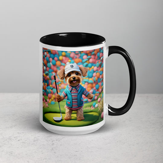 Yorkipoo Golfer- Mug with Color Inside v14