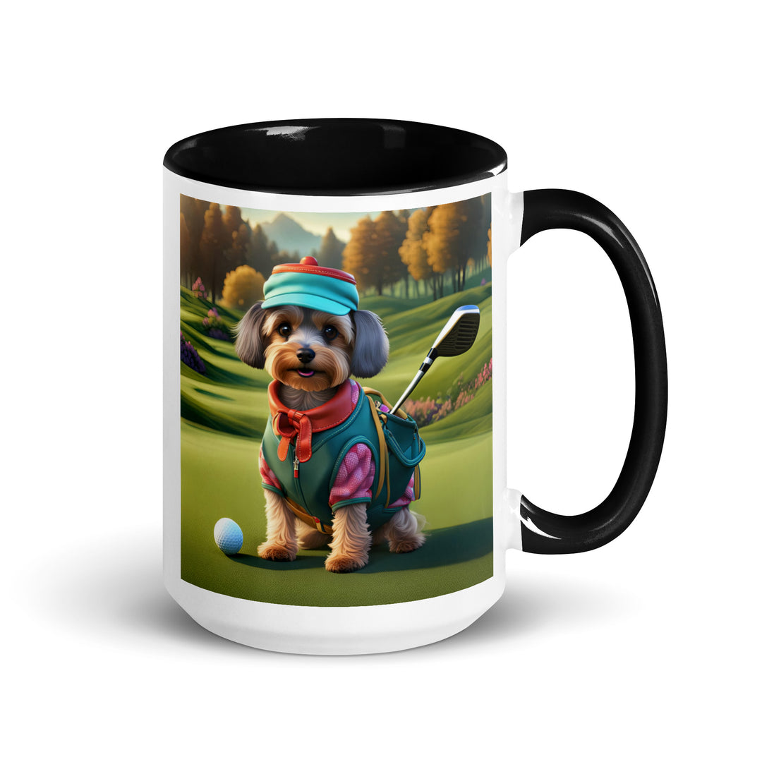 Yorkipoo Golfer- Mug with Color Inside v15