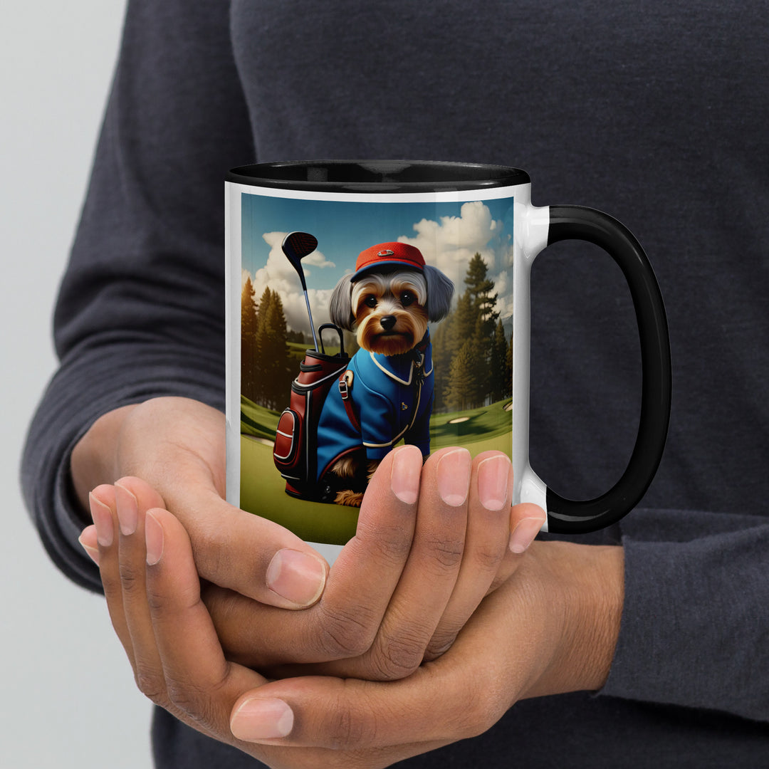 Yorkipoo Golfer- Mug with Color Inside v16