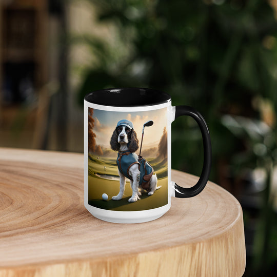 Sprocker Spaniel Golfer- Mug with Color Inside