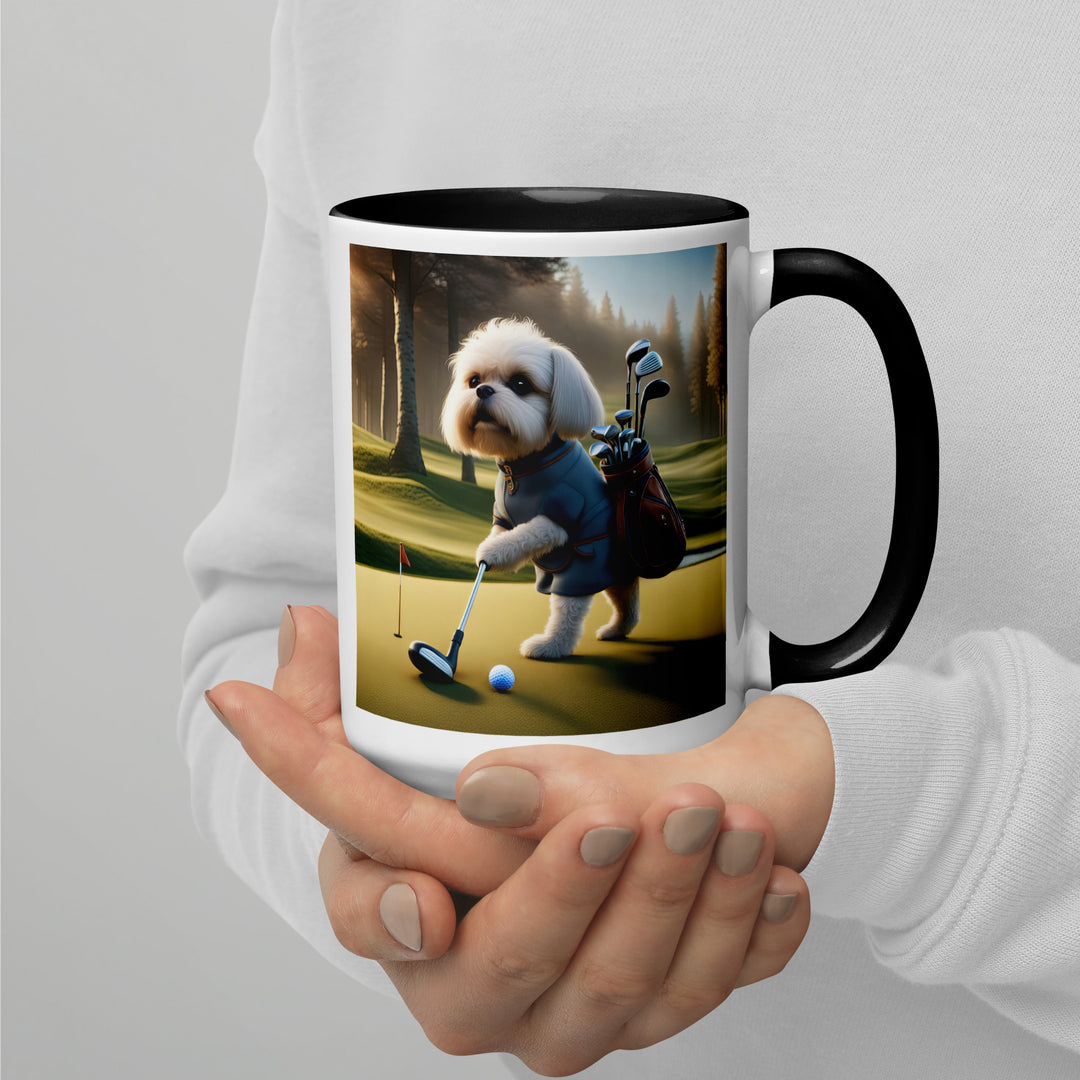 Pugapoo Golfer- Mug with Color Inside v3