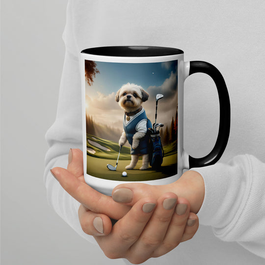 Pugapoo Golfer- Mug with Color Inside v6