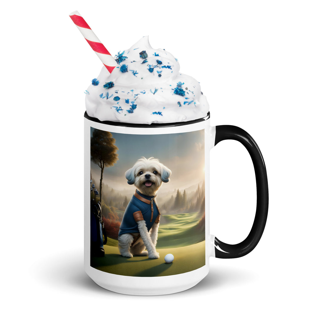 Pugapoo Golfer- Mug with Color Inside v7