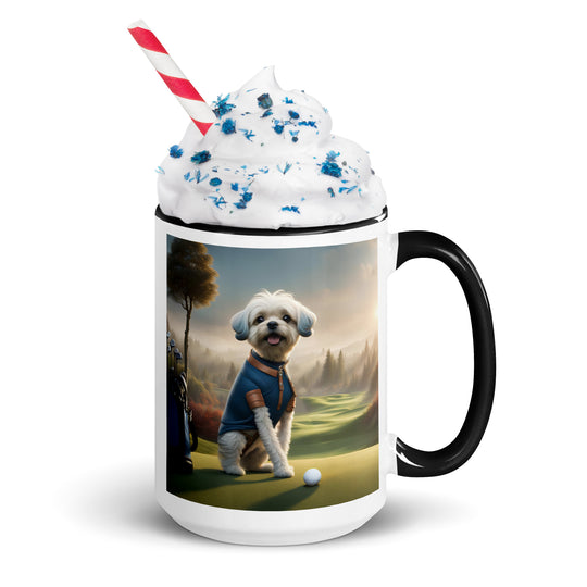 Pugapoo Golfer- Mug with Color Inside v7