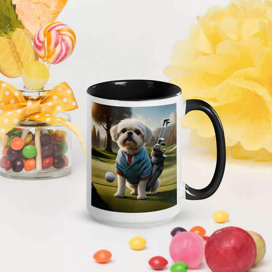 Pugapoo Golfer- Mug with Color Inside v5