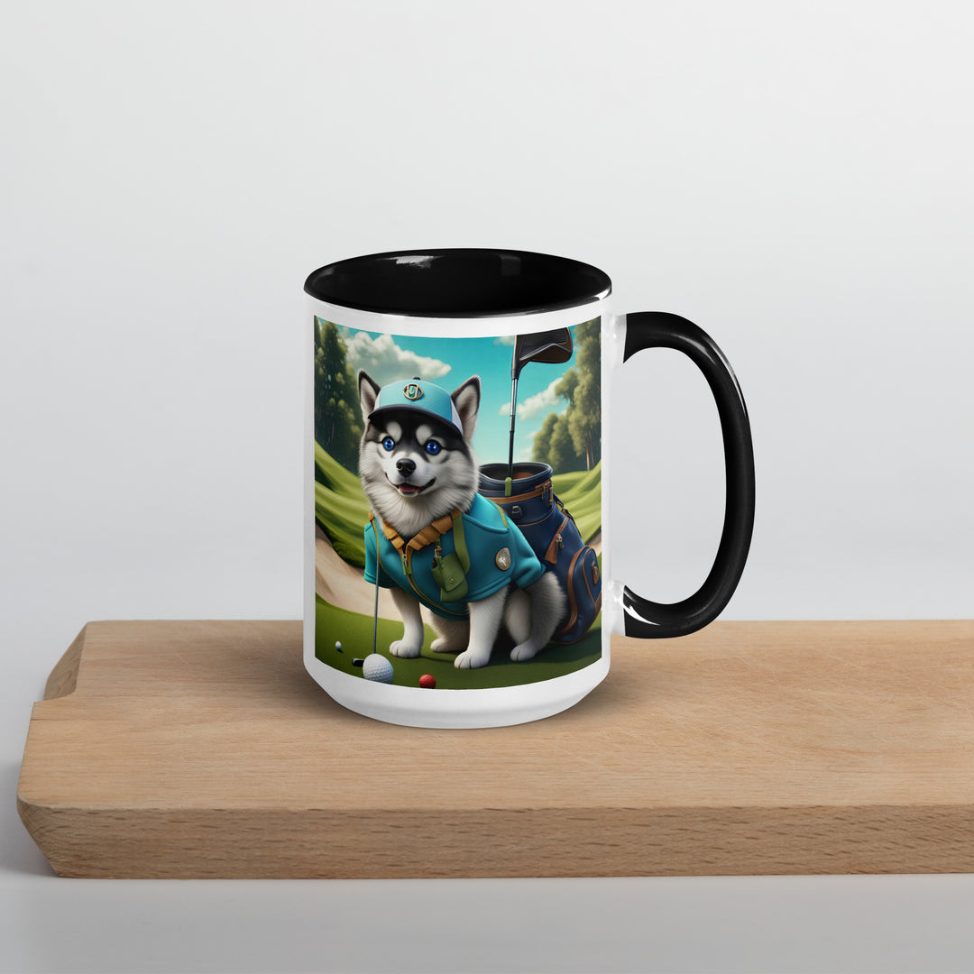 Pomsky Golfer- Mug with Color Inside