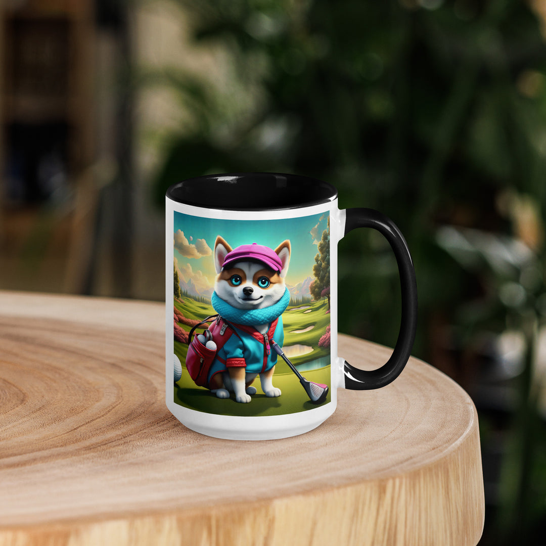 Pomsky Golfer- Mug with Color Inside v2